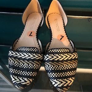Black and Beige woven flats